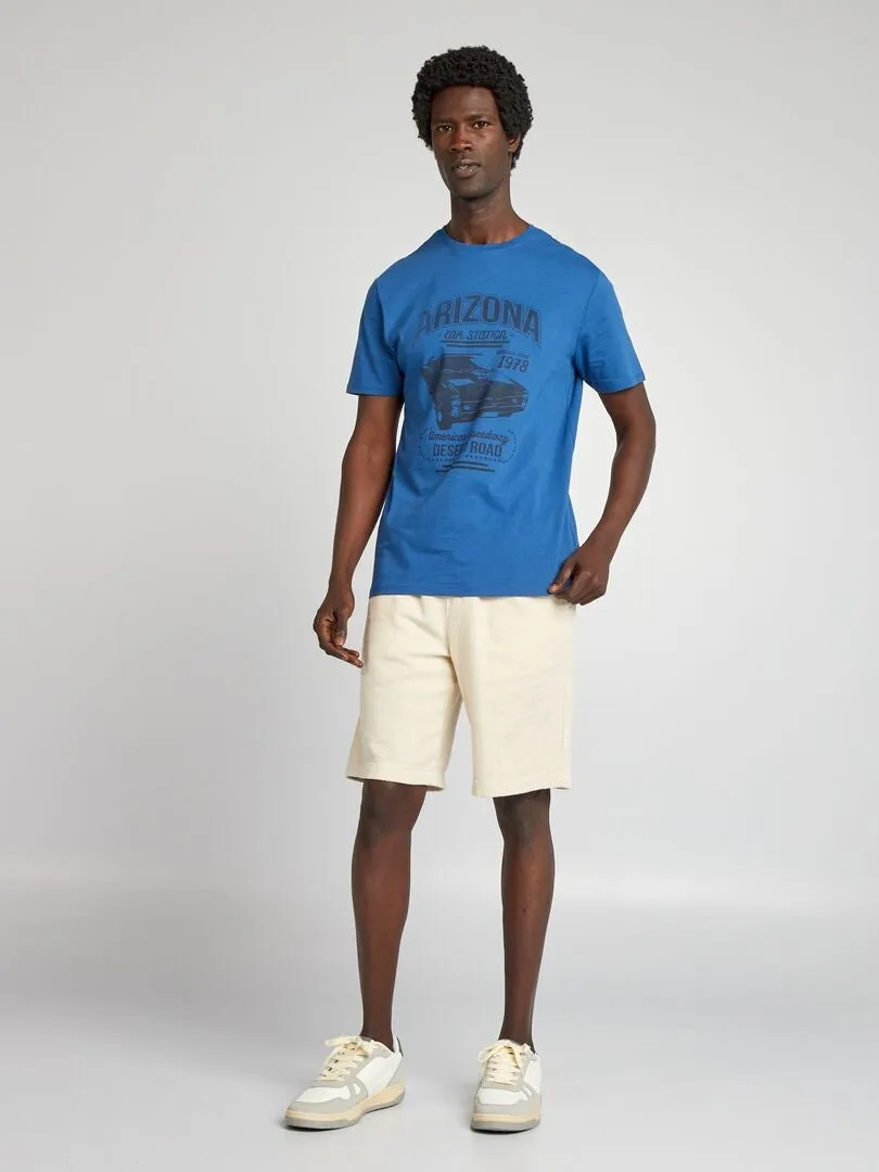 CAMISETA ESTAMPADA DE MANGA CORTA  AZUL