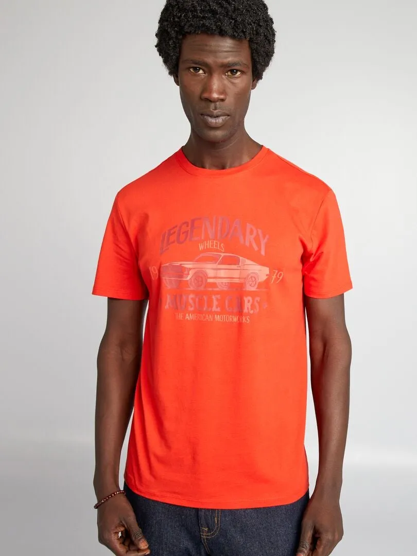 CAMISETA ESTAMPADA DE MANGA CORTA  ROJO