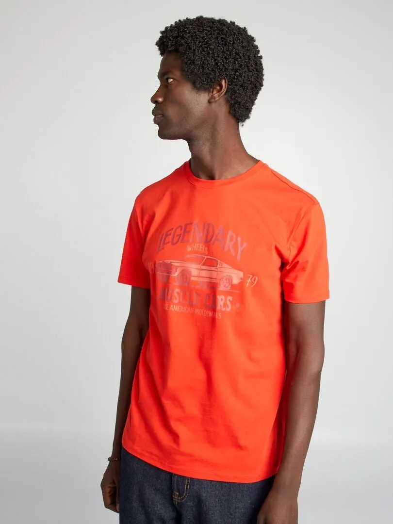 CAMISETA ESTAMPADA DE MANGA CORTA  ROJO