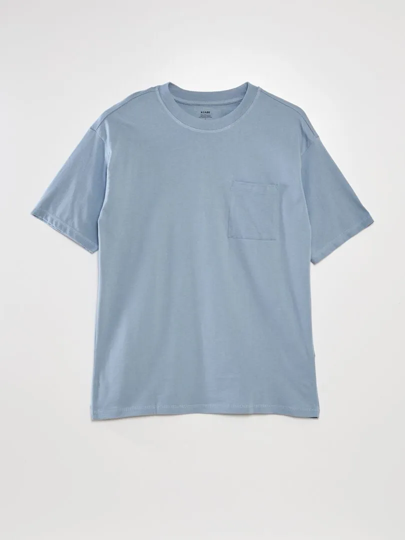 CAMISETA LISA CORTE ANCHO  AZUL