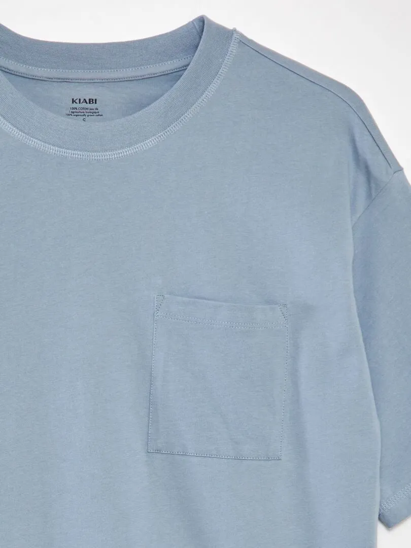 CAMISETA LISA CORTE ANCHO  AZUL