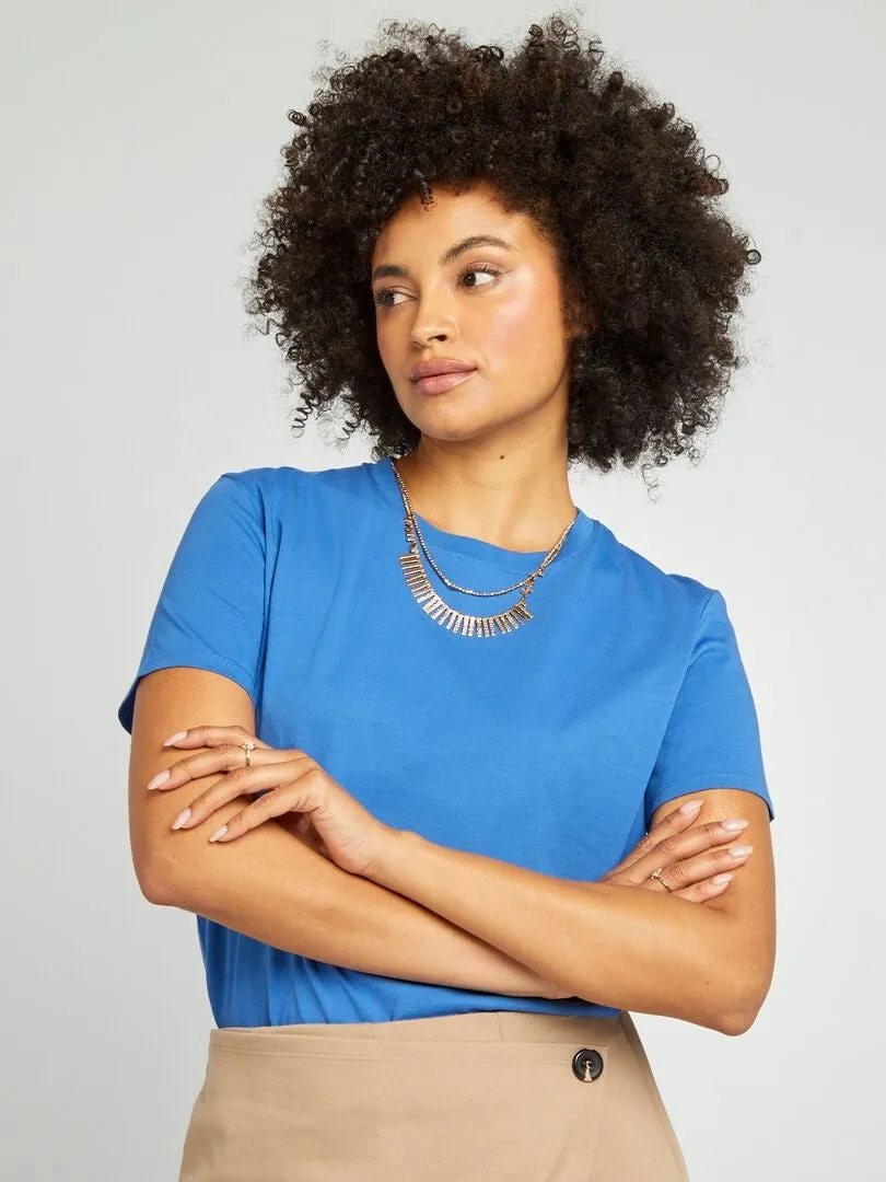 CAMISETA LISA DE PUNTO  AZUL