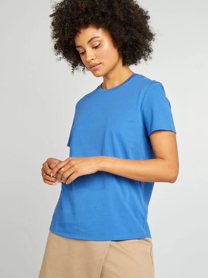 CAMISETA LISA DE PUNTO  AZUL