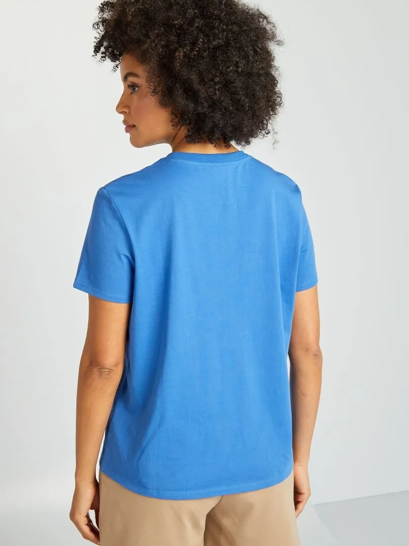 CAMISETA LISA DE PUNTO  AZUL
