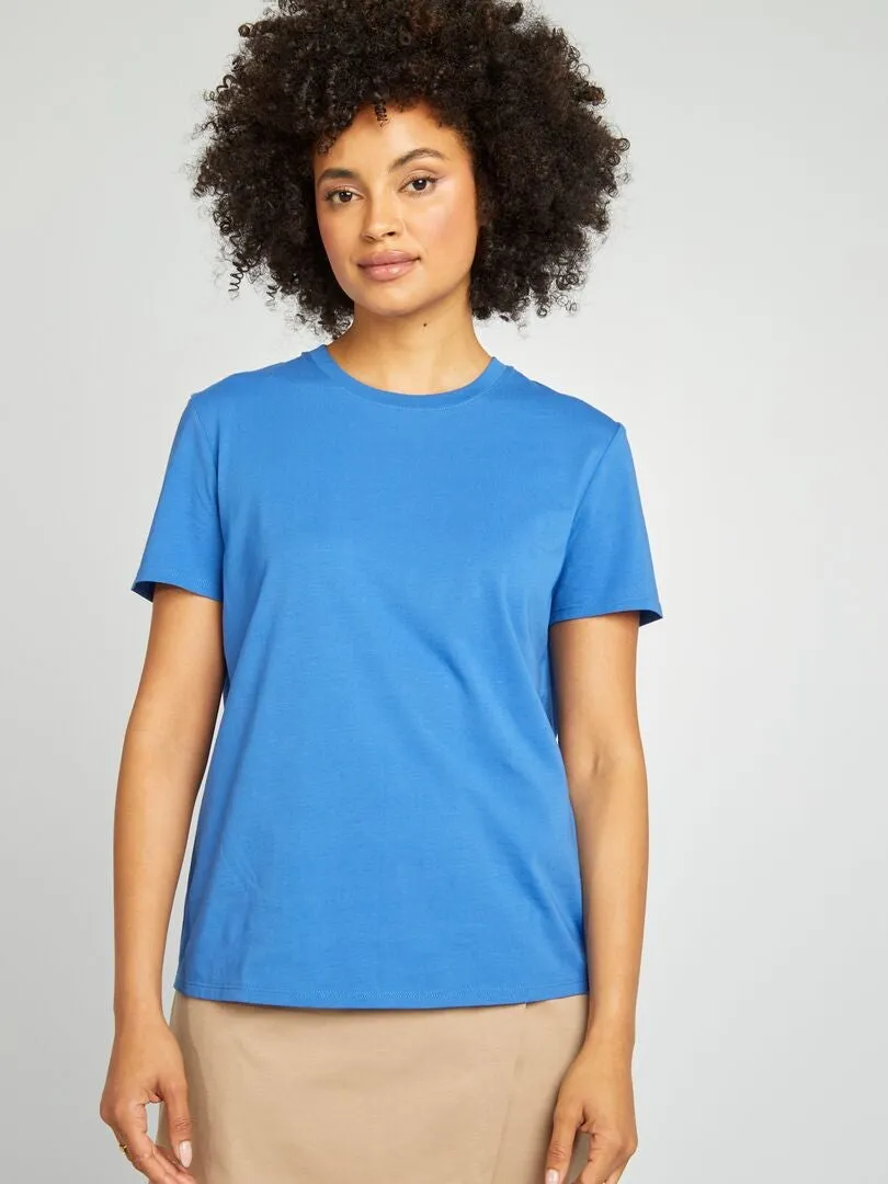 CAMISETA LISA DE PUNTO  AZUL