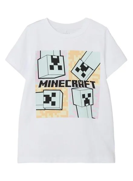 Camiseta Name It Minecraft Blanca Para Niña
