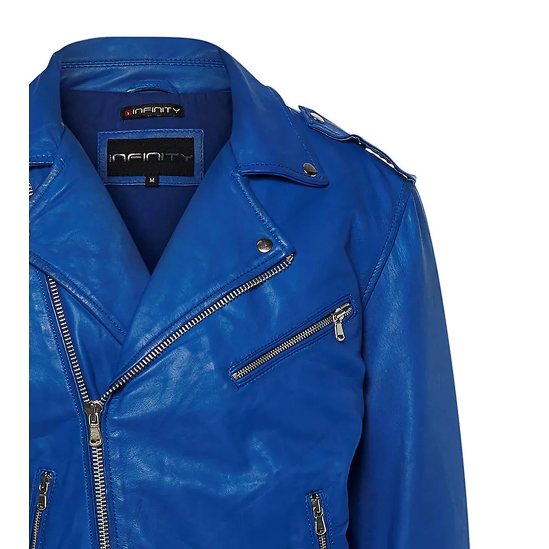 Chaqueta Brando Retro Clásica De Cuero Real Con Cremallera Cruzada Para Hombre Biker Belted Grease