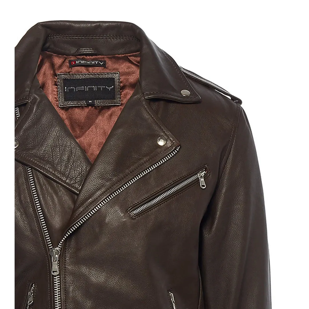 Chaqueta Brando Retro Clásica De Cuero Real Con Cremallera Cruzada Para Hombre Biker Belted Grease