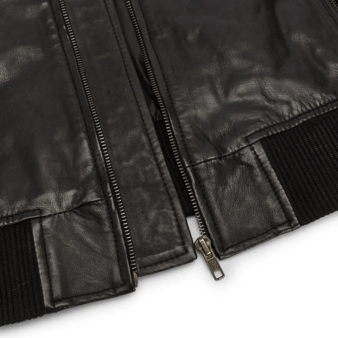 Chaqueta de bombardero de cuero genuino para mujeres