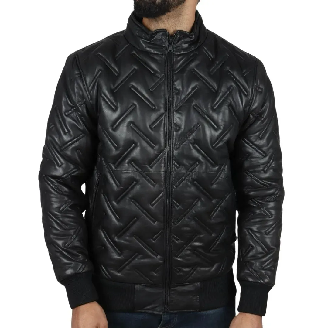 Chaqueta de cuero real bombardero para hombres para hombres acolchados