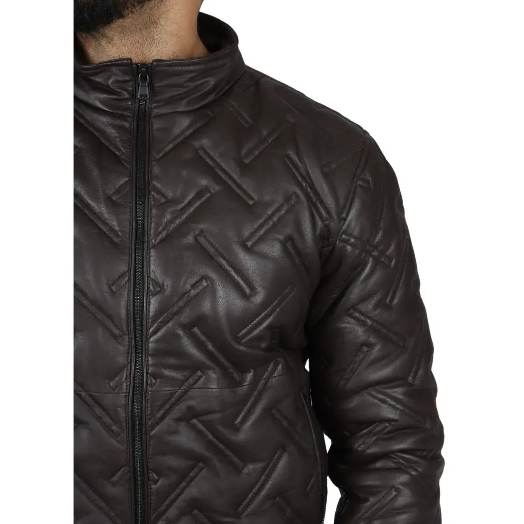 Chaqueta de cuero real bombardero para hombres para hombres acolchados