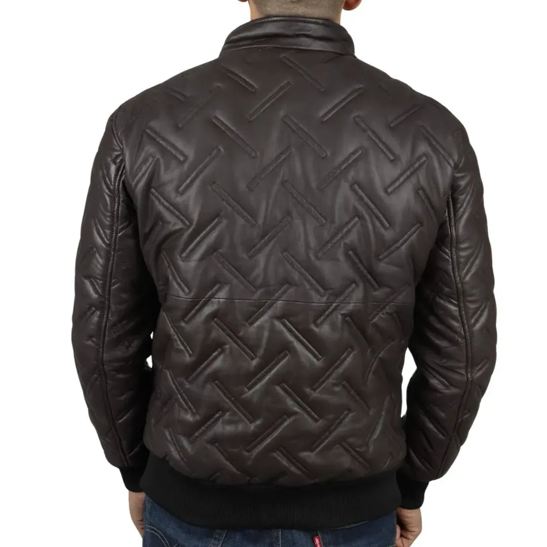 Chaqueta de cuero real bombardero para hombres para hombres acolchados