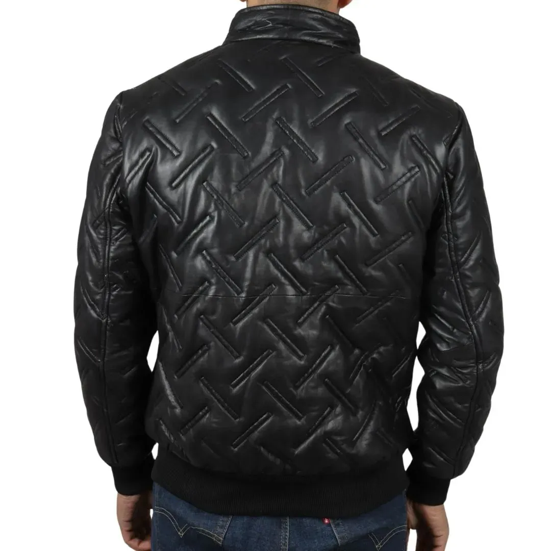 Chaqueta de cuero real bombardero para hombres para hombres acolchados