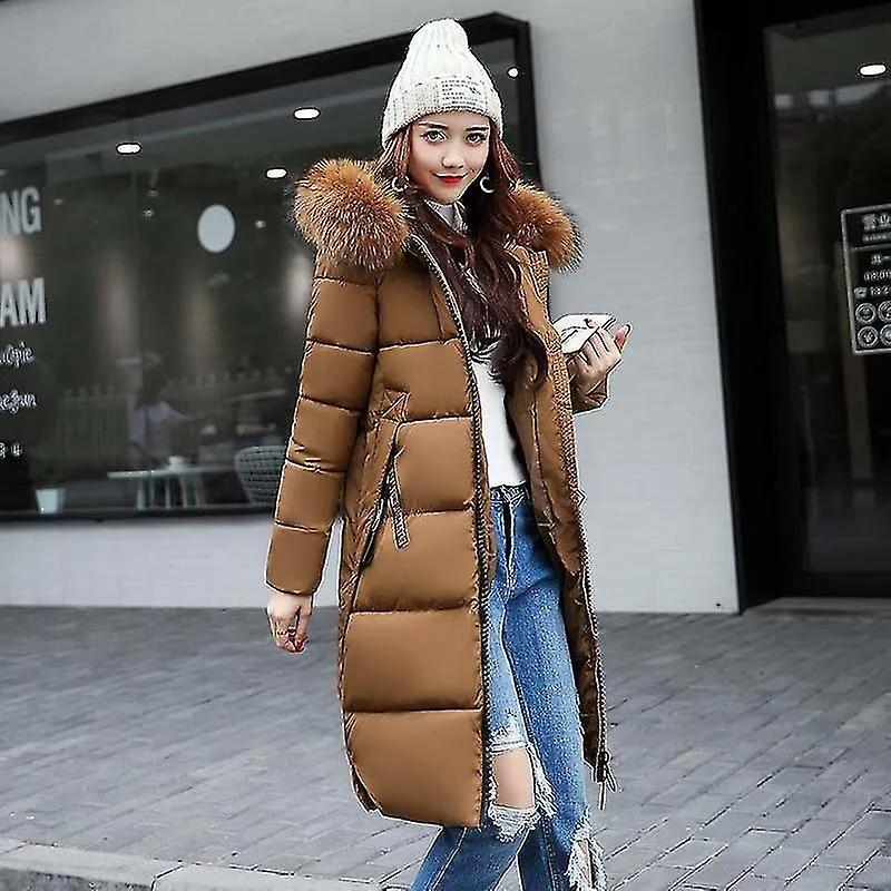 Chaqueta larga de invierno Parka con cuello de piel Abrigos cálidos Chaqueta acolchada Abrigo largo Ropa exterior