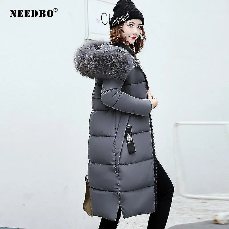 Chaqueta larga de invierno Parka con cuello de piel Abrigos cálidos Chaqueta acolchada Abrigo largo Ropa exterior