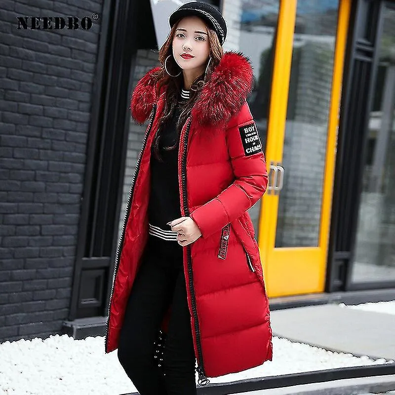 Chaqueta larga de invierno Parka con cuello de piel Abrigos cálidos Chaqueta acolchada Abrigo largo Ropa exterior
