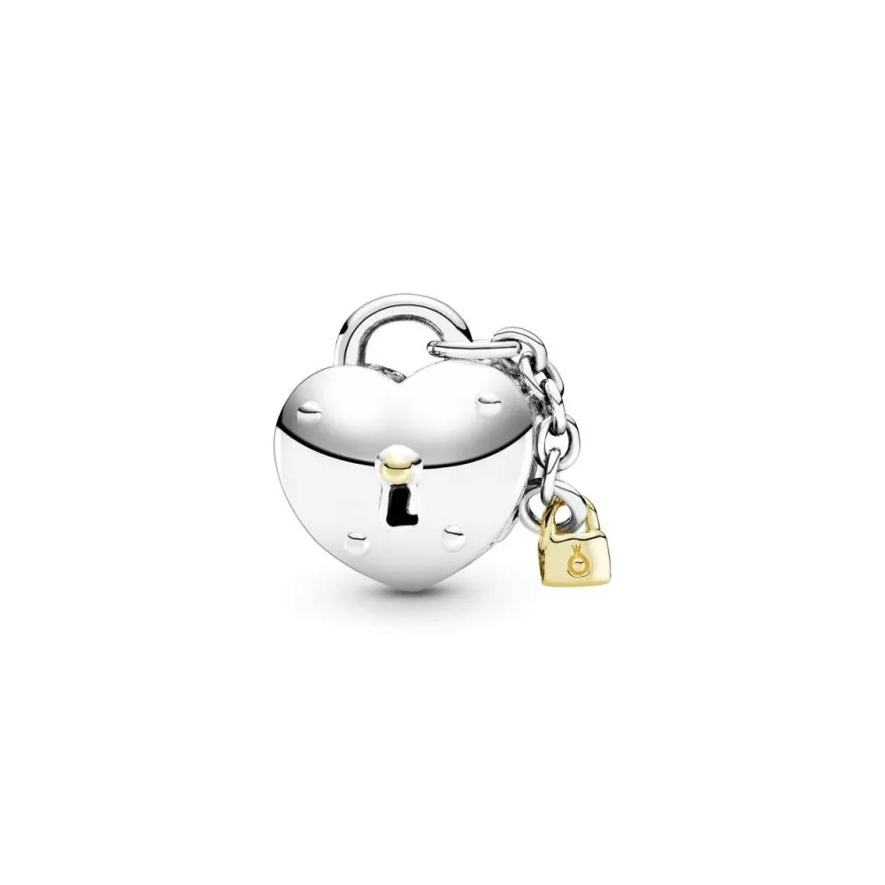 Charm Pandora Candado Corazón plata de ley con oro 14K y circonita cúbica