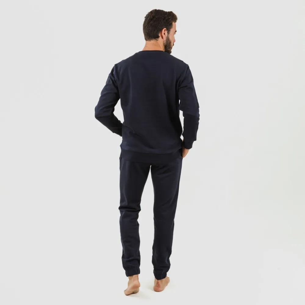 Conjunto deportivo largo algodón hombre azul marino