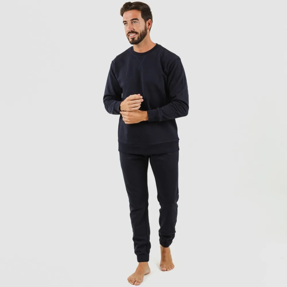 Conjunto deportivo largo algodón hombre azul marino