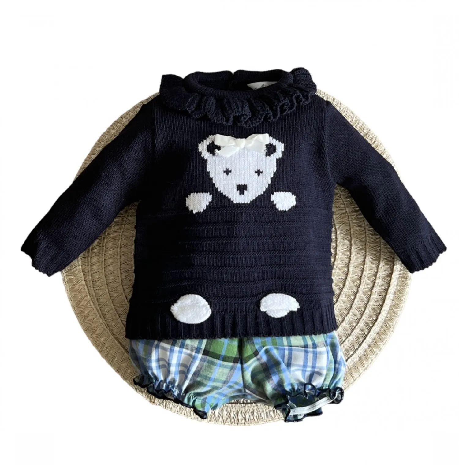 Conjunto para niña jersey y pollo colección oso blanco