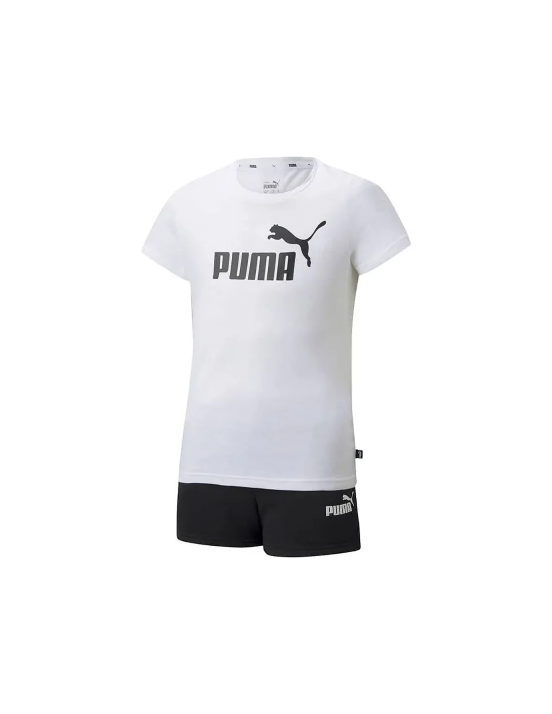 Conjunto Puma Logo Tee & Shorts Infantil Wh