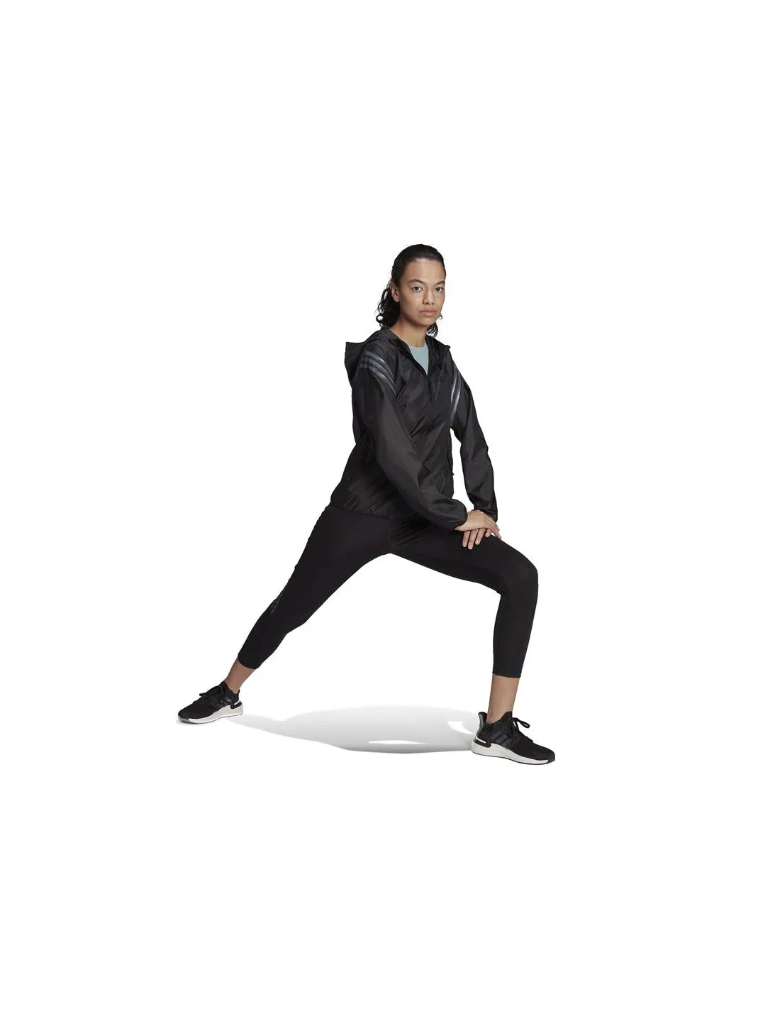 Cortavientos con capucha de running adidas Run Icons W Black