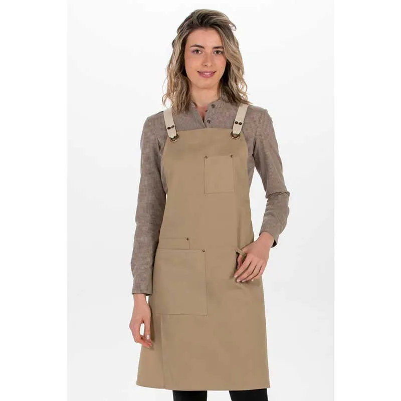 DELANTAL CON PETO BEIGE CRUZADO POR DETRáS  DYNEKE