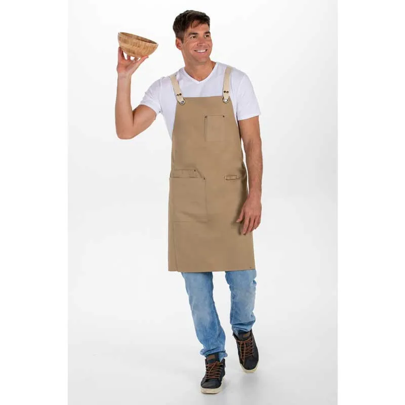 DELANTAL CON PETO BEIGE CRUZADO POR DETRáS  DYNEKE