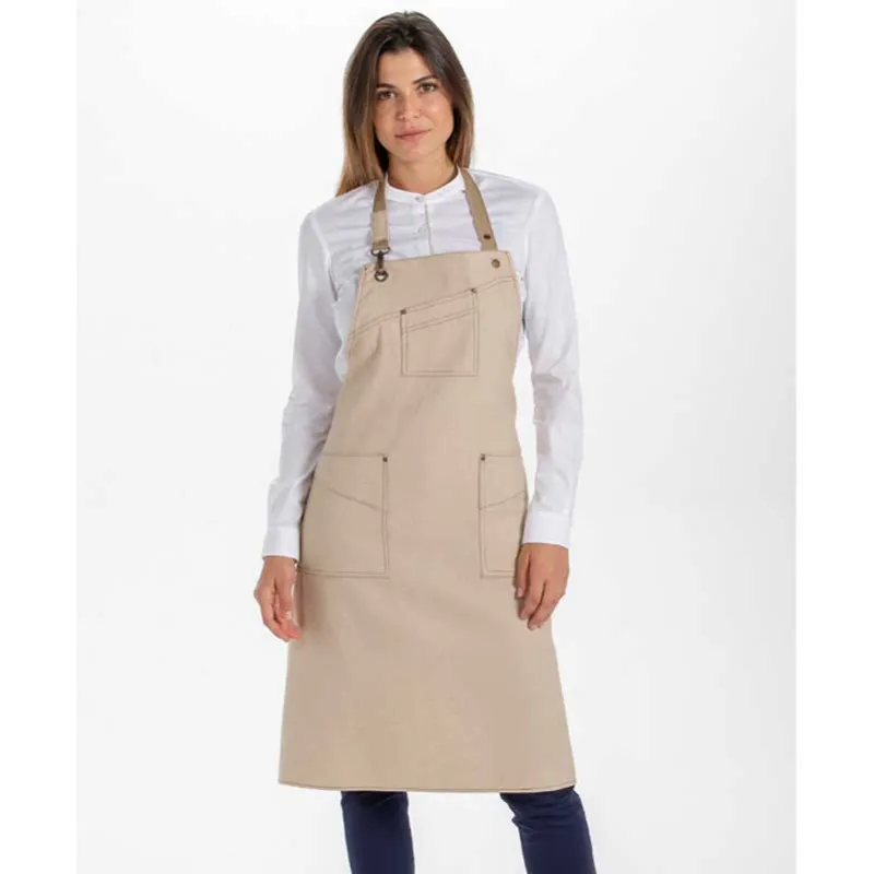 DELANTAL ECO BEIGE CON PETO Y MOSQUETóN  DYNEKE