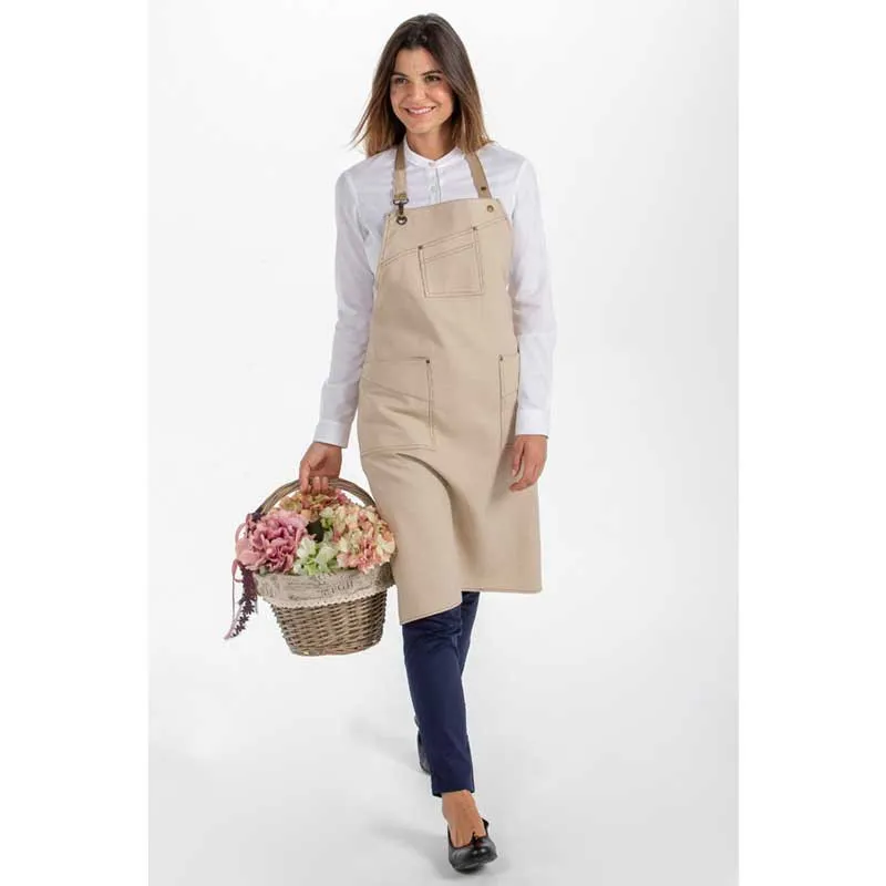DELANTAL ECO BEIGE CON PETO Y MOSQUETóN  DYNEKE