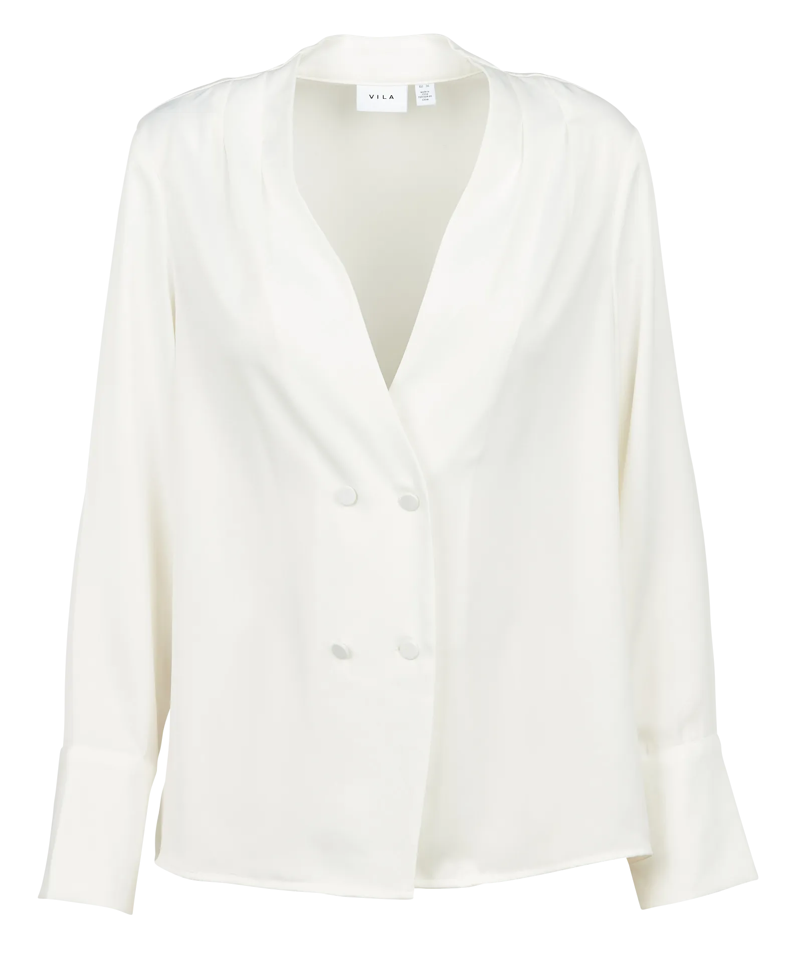 DILILAH  CHAQUETA SATINADA CON CUELLO DE PICO EN BLANCO
