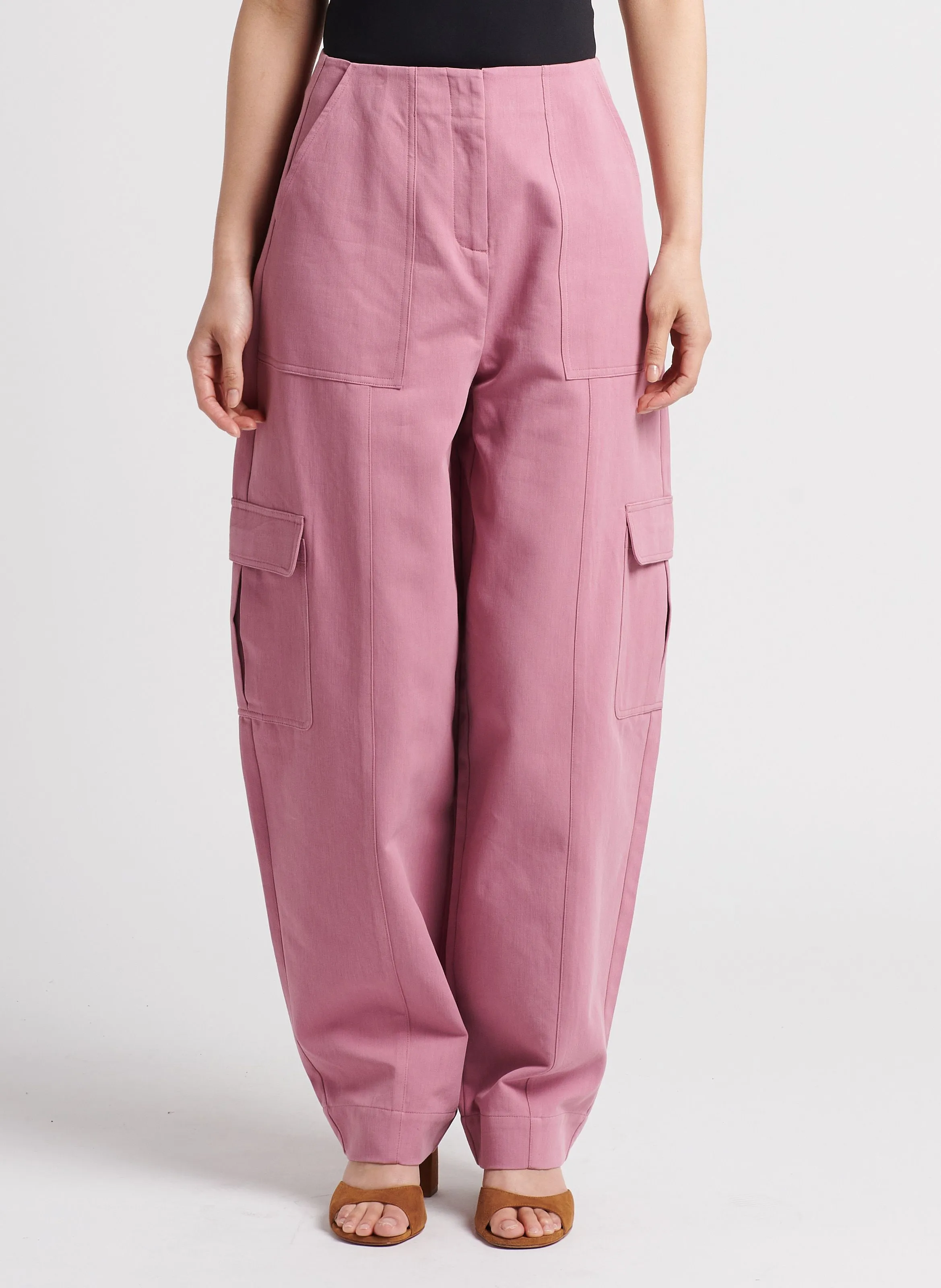 EKYOG RICHY  PANTALóN CARGO ANCHO DE ALGODóN ORGáNICO MEZCLADO EN VIOLETA