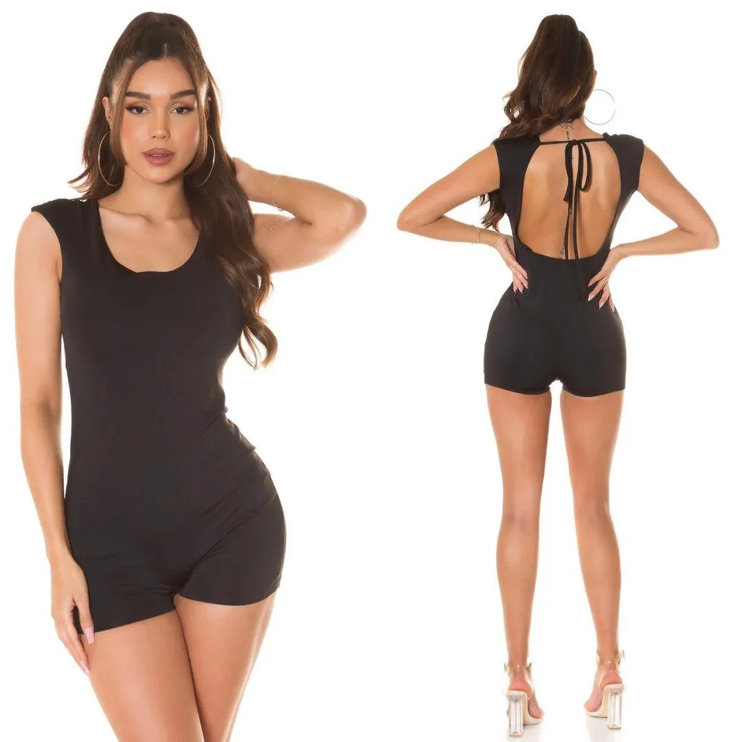 Enterizo corto negro con espalda abierta