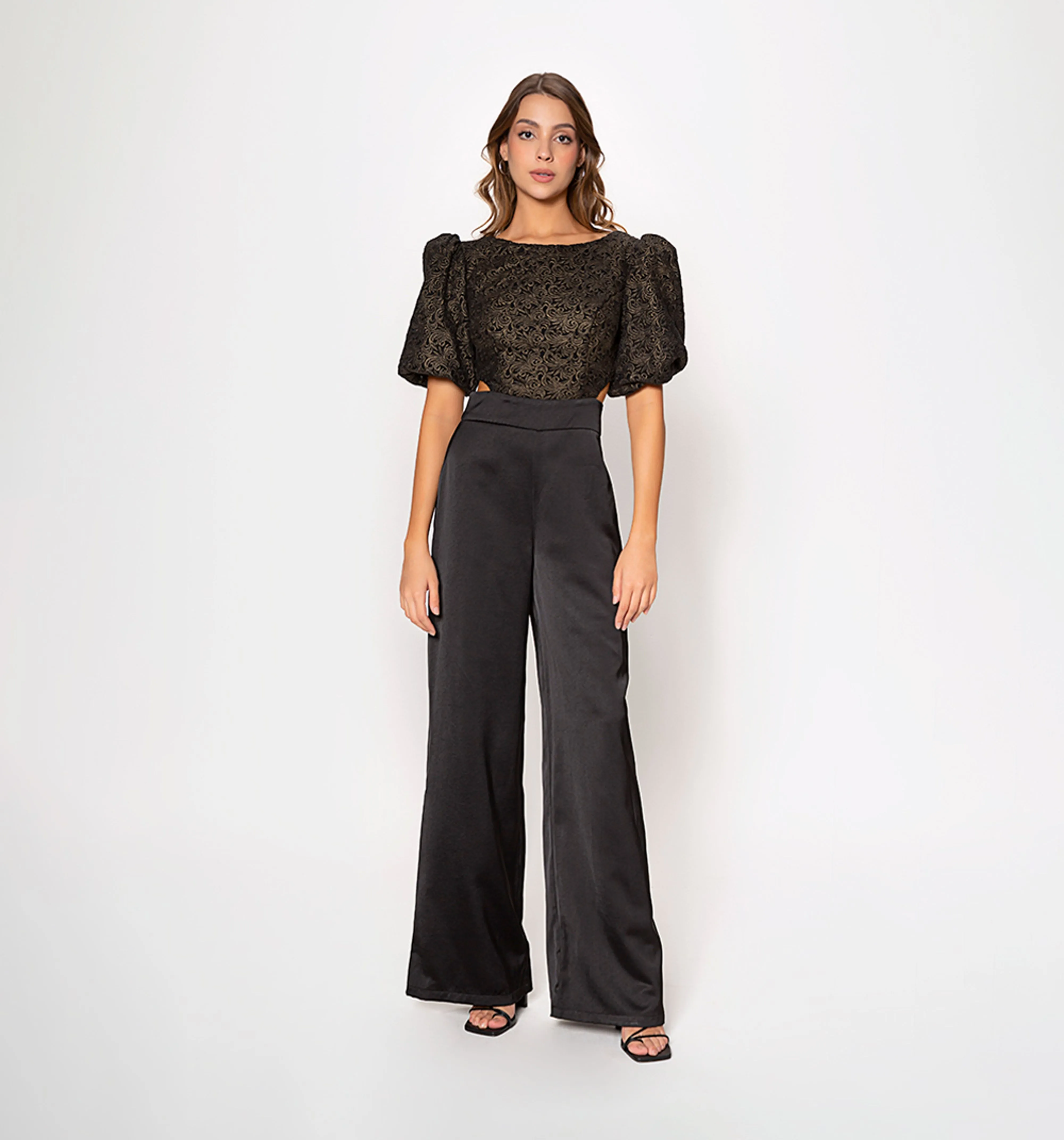 Enterizo pantalon blusa  manga globo