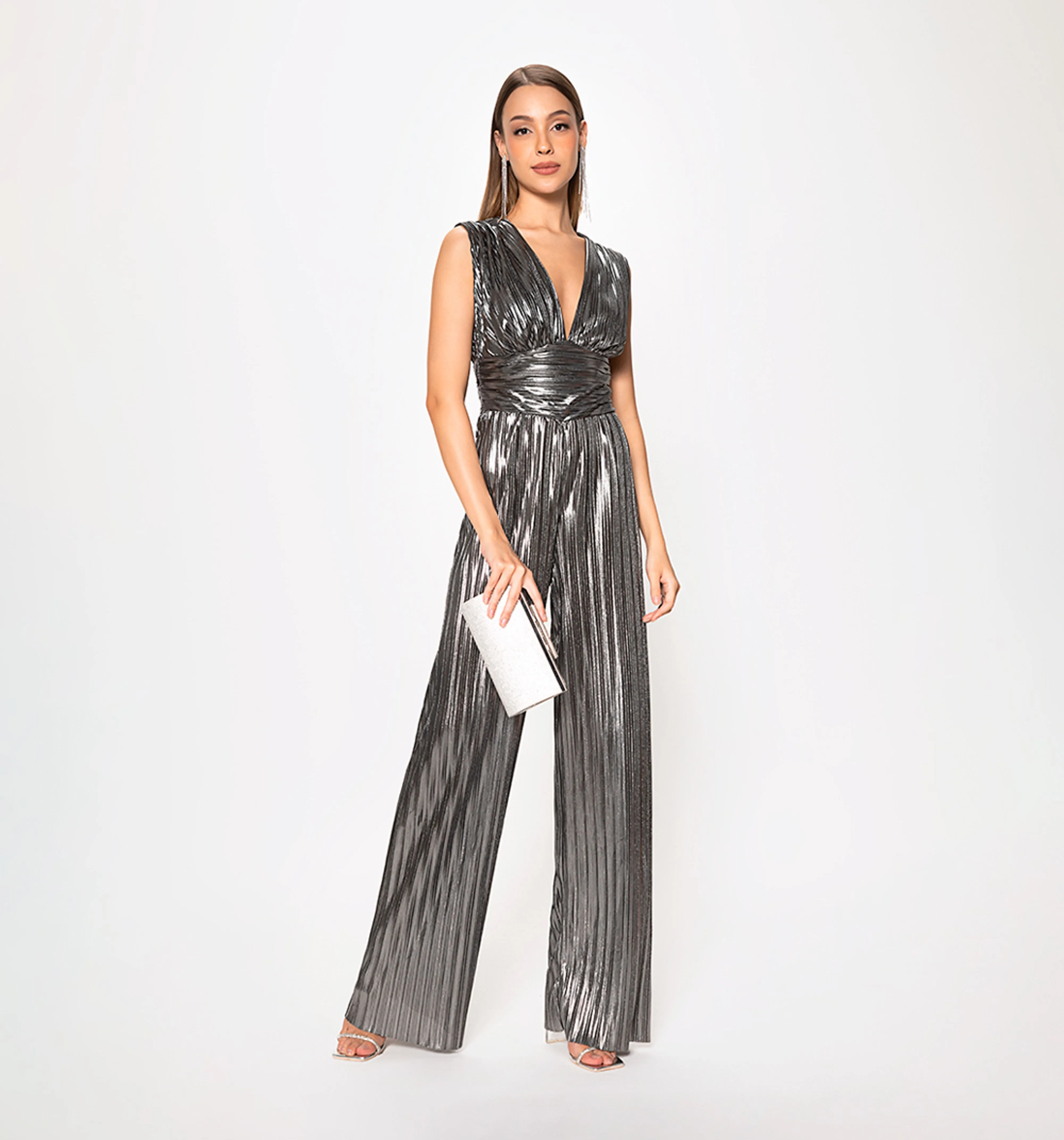 Enterizo pantalon manga sisa con escote