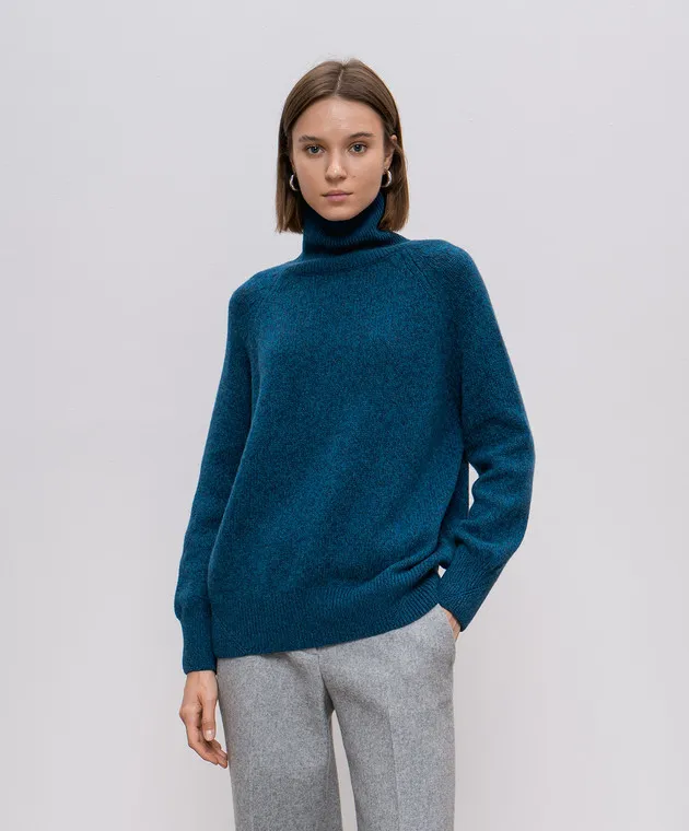 Ermanno Scervino Blue melange wool and cashmere sweater