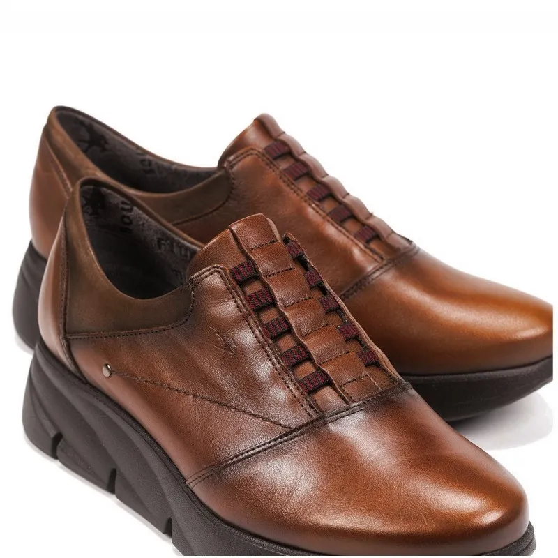 FLUCHOS Bona F1357 Negro y marrón Zapato elásticos plataforma mujer