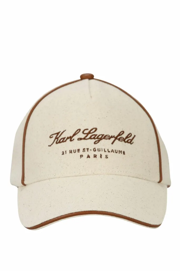 Gorra beige con marrón y maxilogo firma