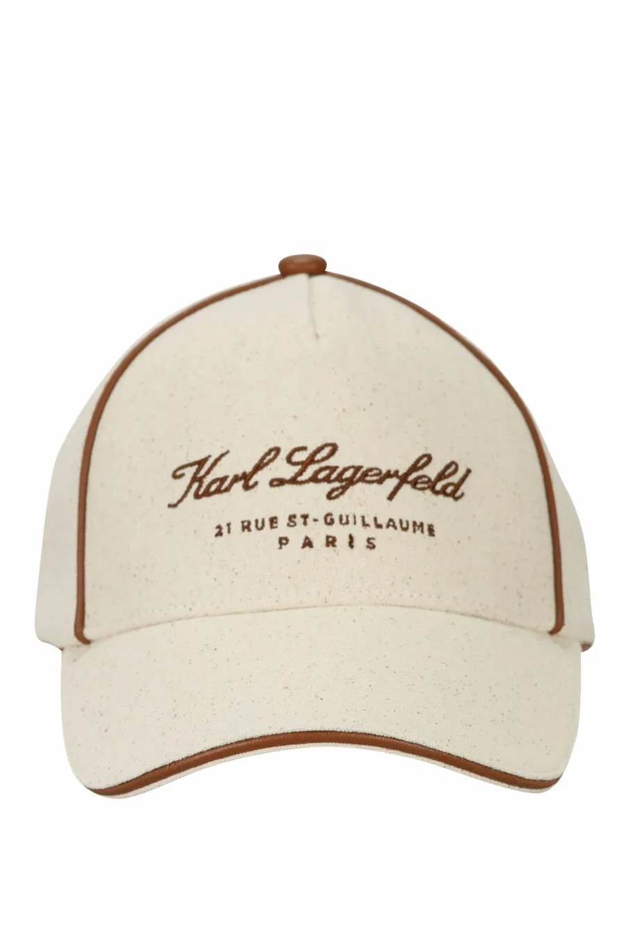 Gorra beige con marrón y maxilogo firma