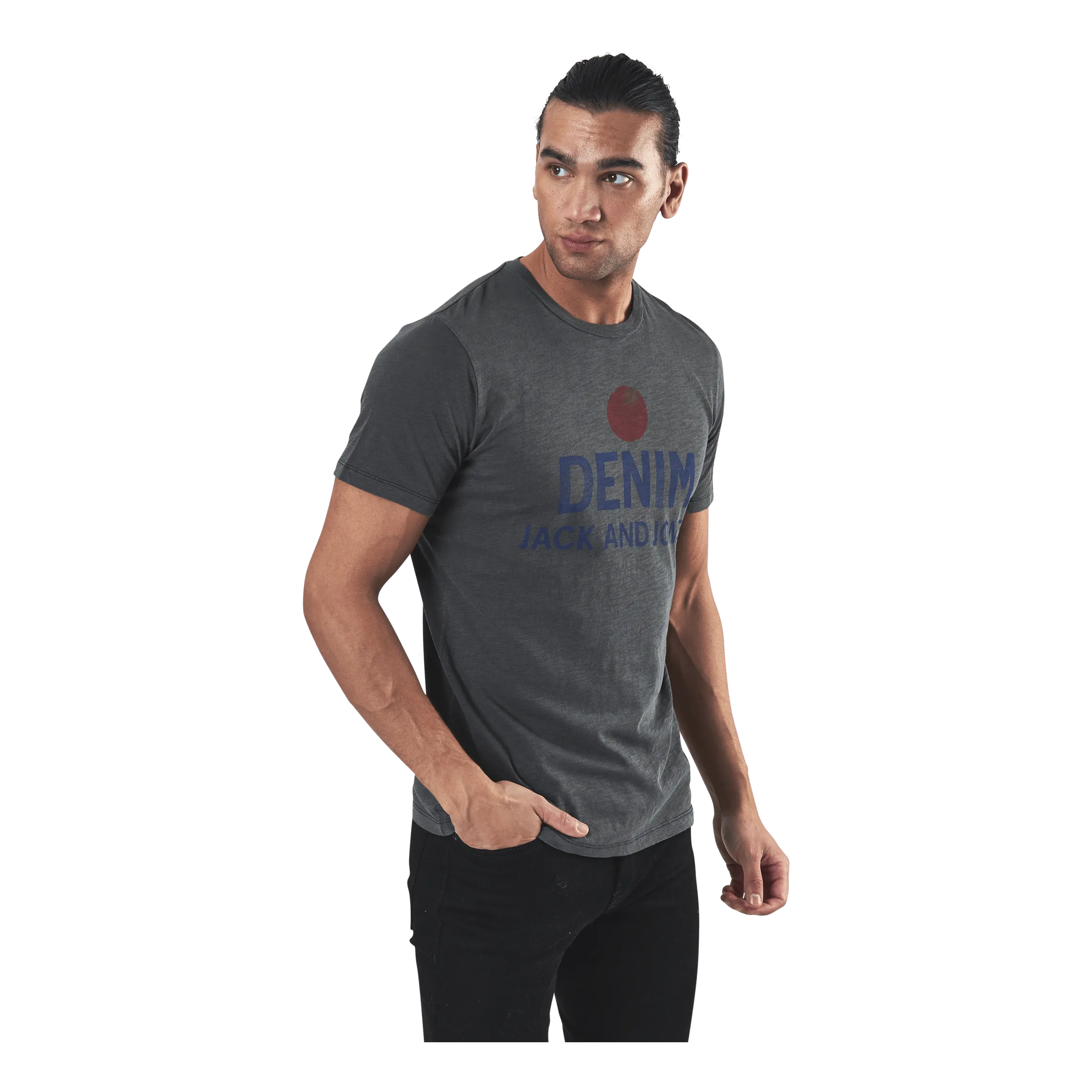 Jack & Jones Wash Jeans Tee Ss Crew Neck Black