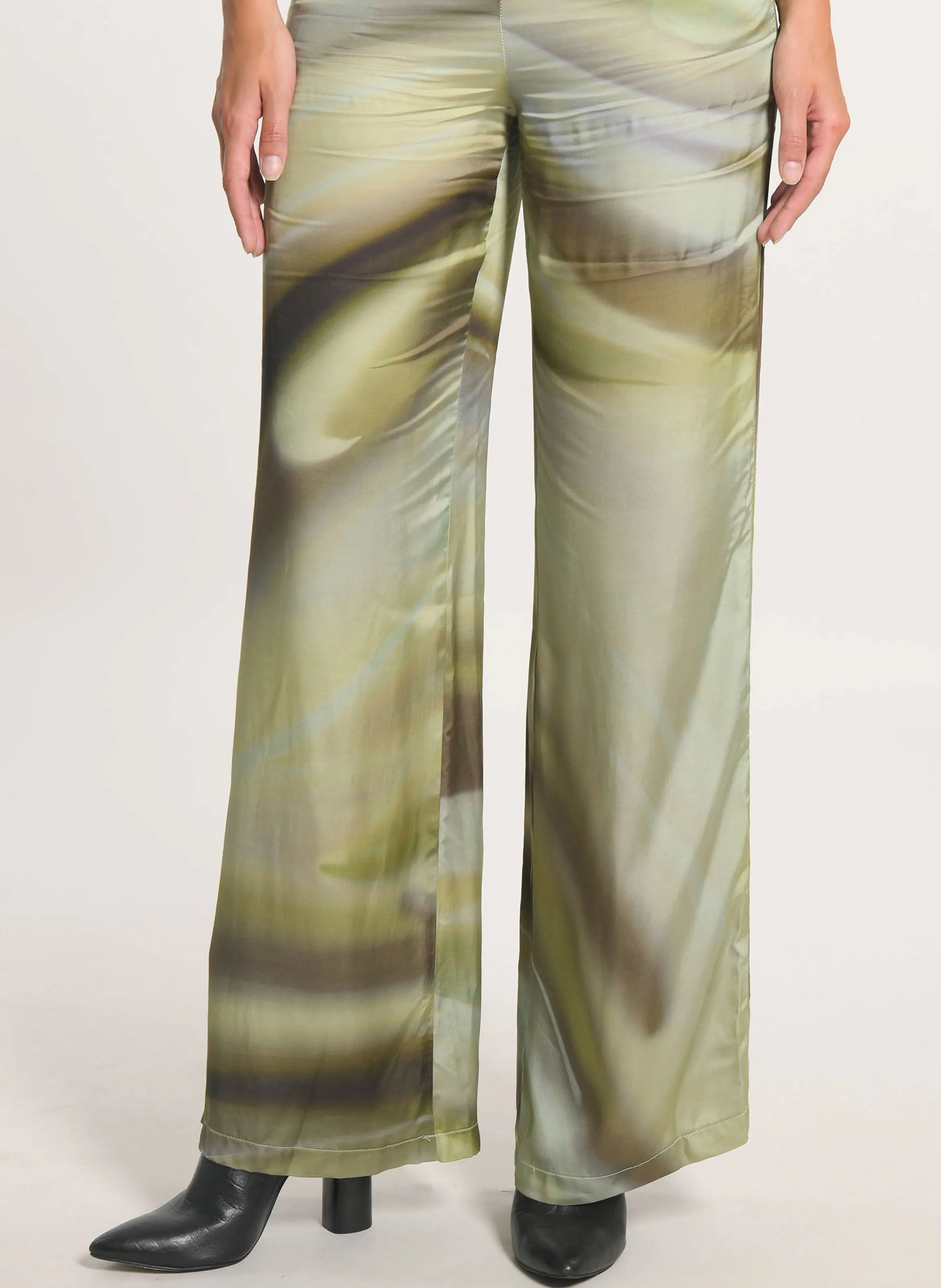 KOOKAI NIKITA  PANTALóN ANCHO ESTAMPADO EN CAQUI