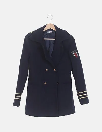 Made in Italy Abrigo azul marino estilo militar