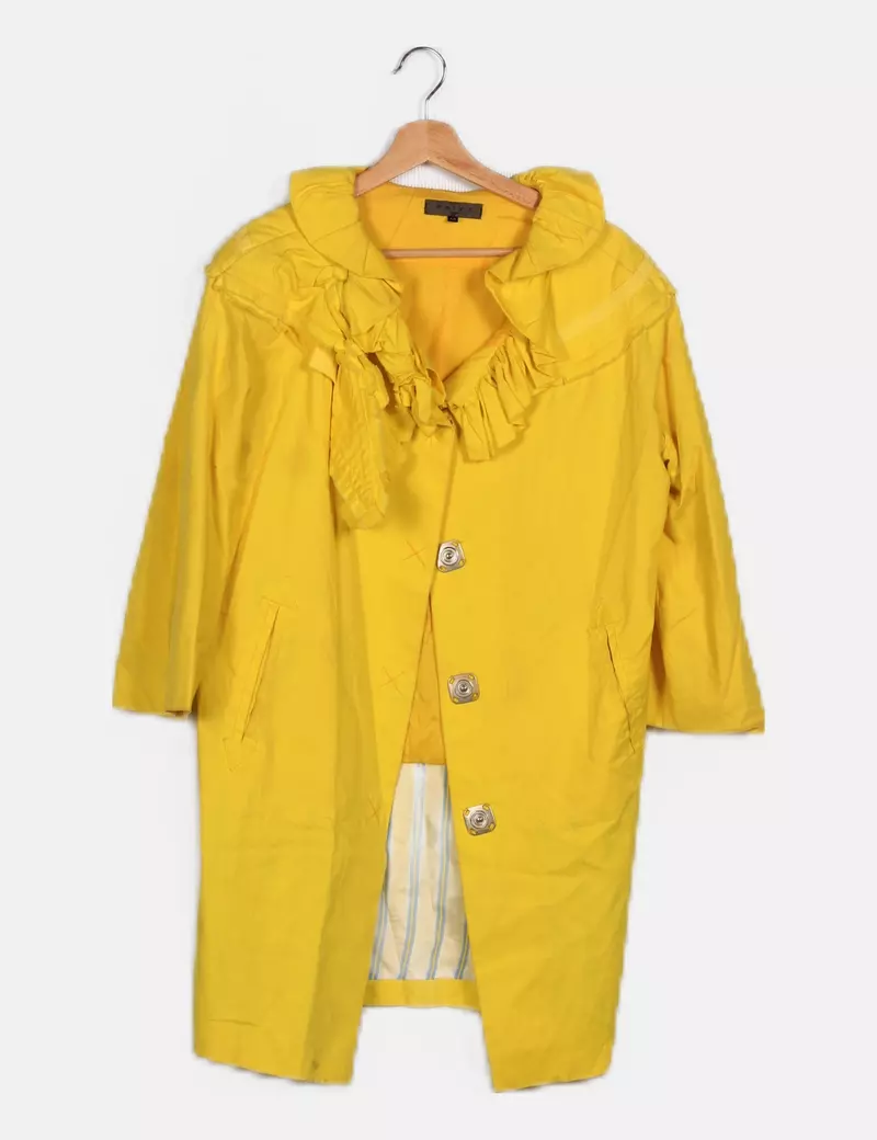 Mary C Abrigo largo amarillo con volante