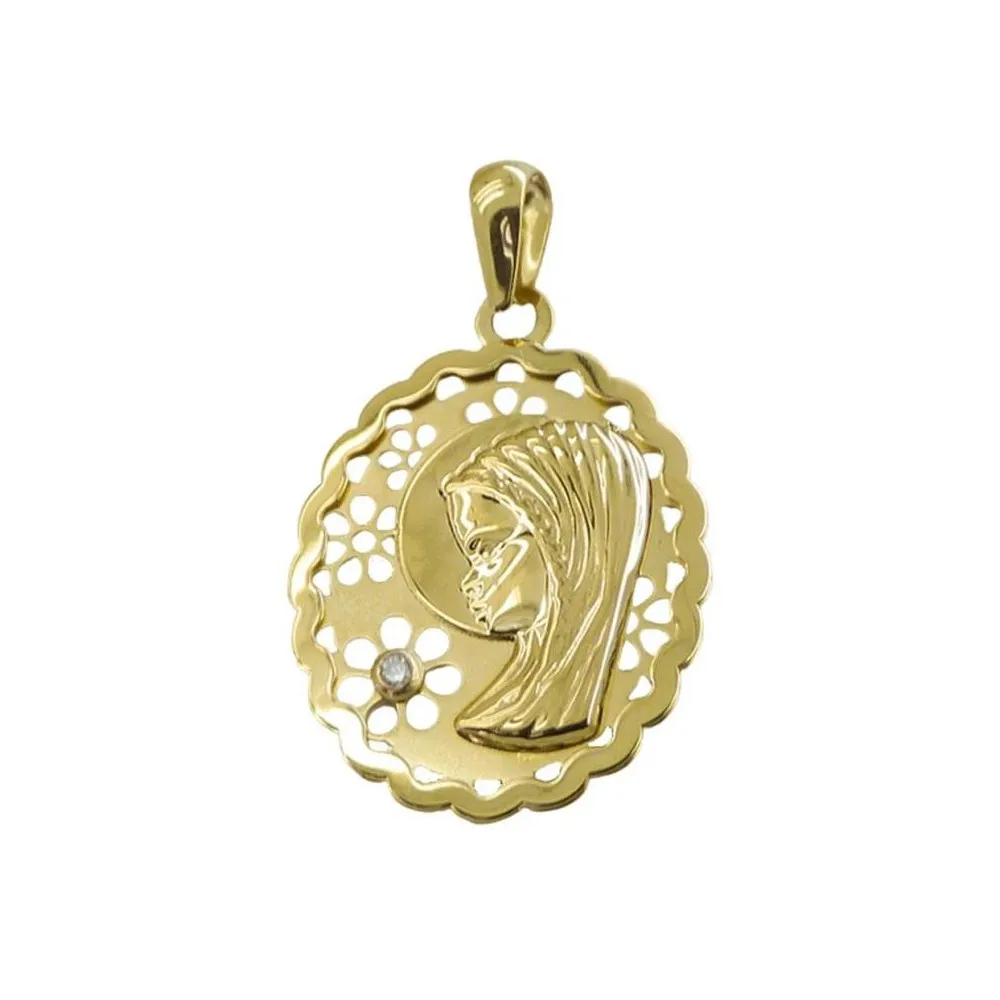 Medalla de oro 18k de la virgen niña para comunión