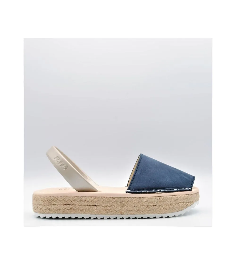 MENORQUINAS RIA NIÑA PLATAFORMA NUBUCK MARINO