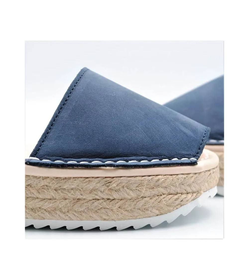MENORQUINAS RIA NIÑA PLATAFORMA NUBUCK MARINO