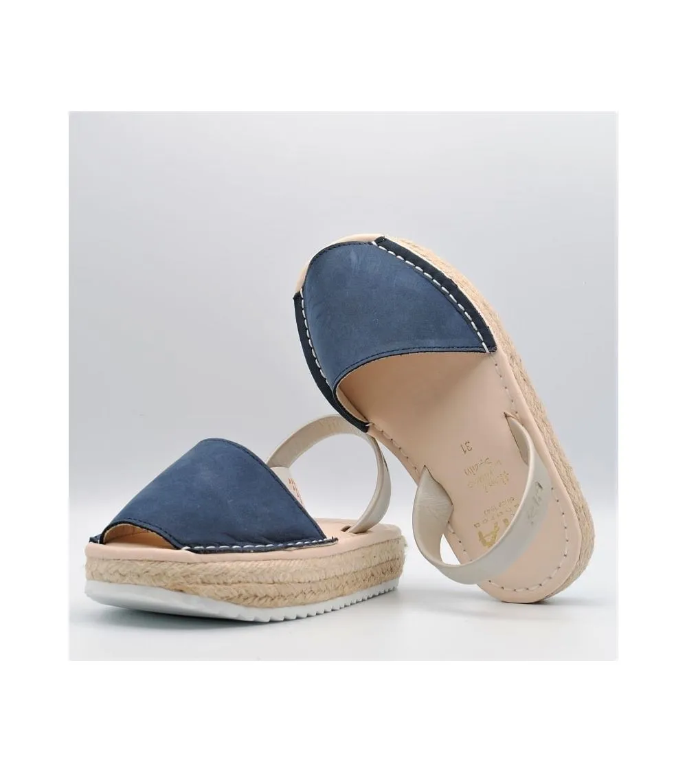 MENORQUINAS RIA NIÑA PLATAFORMA NUBUCK MARINO