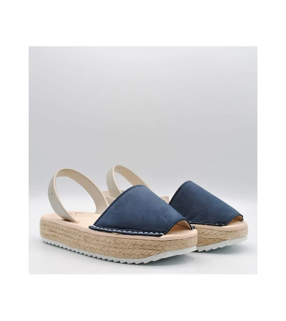 MENORQUINAS RIA NIÑA PLATAFORMA NUBUCK MARINO