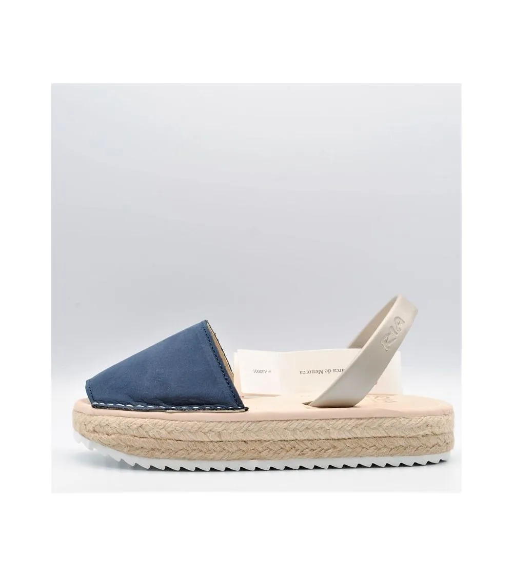 MENORQUINAS RIA NIÑA PLATAFORMA NUBUCK MARINO