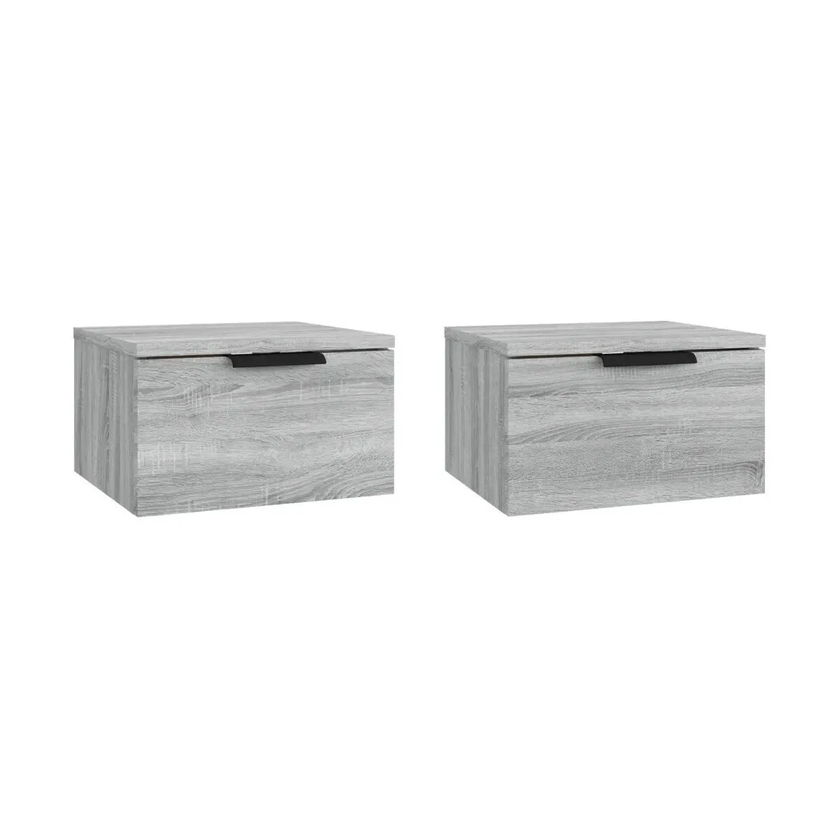 Mesita de noche de pared 2 uds color gris Sonoma 34x30x20 cm